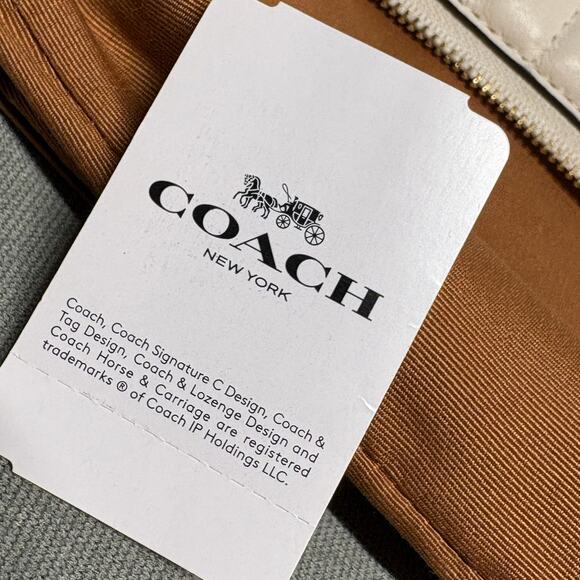 Coach Nolita 19 With Chain With Linear Quilting Chalk‎ White - Picture 6 of 16